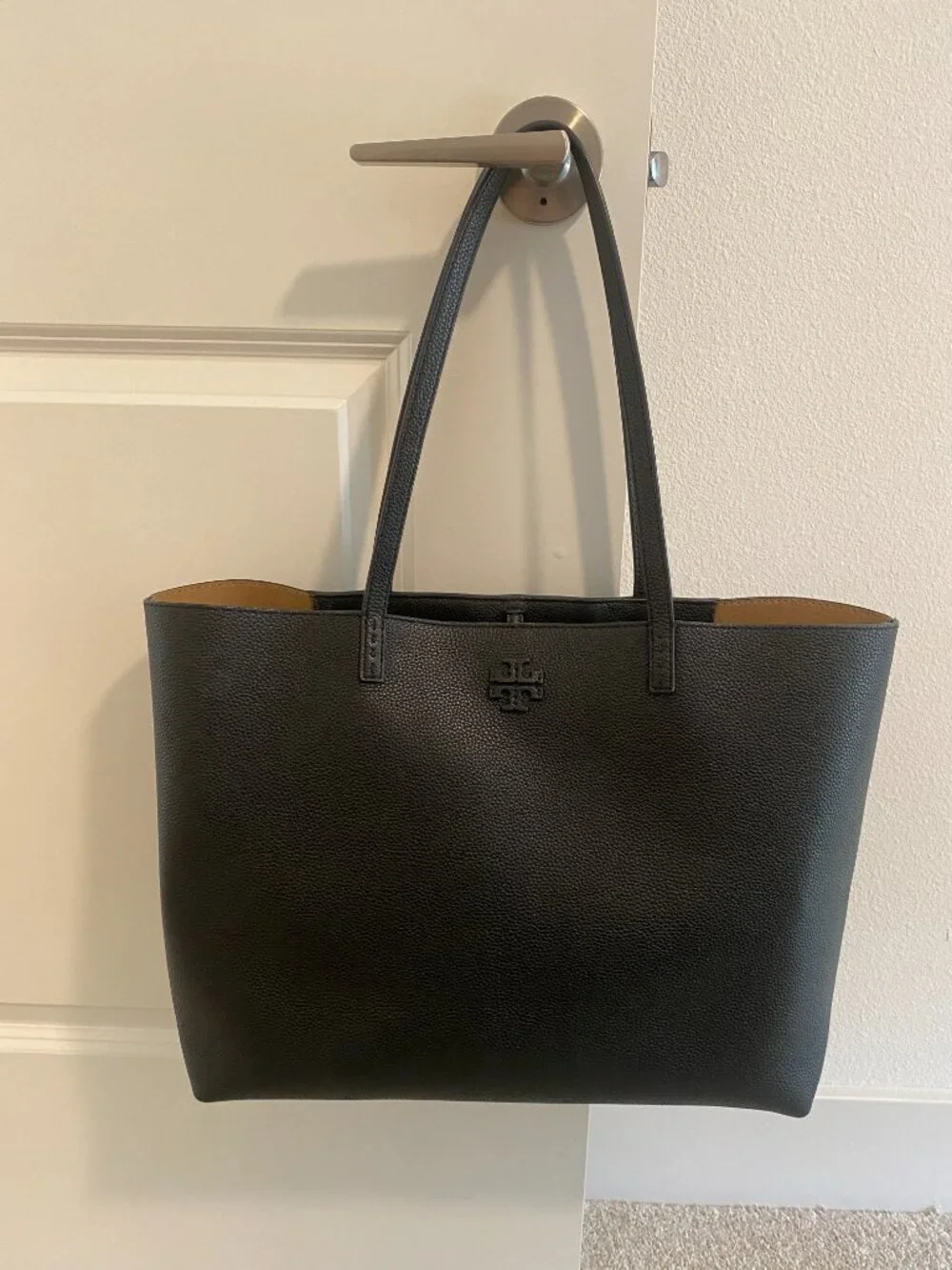 Tory Burch Black Pebbled Leather Tote
